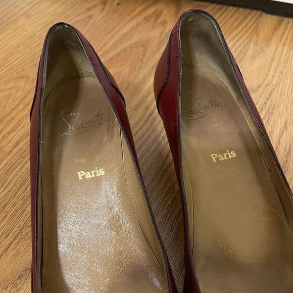 Vintage Christian Louboutin Red leather pointed kitten heels size EU 37 - Picture 3 of 12